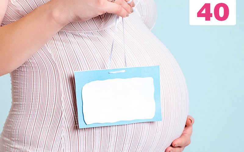 در هفته چهلم حاملگی شکم کاملا بزرگ شده و شما علائم زایمان را تجربه می‌کنید.