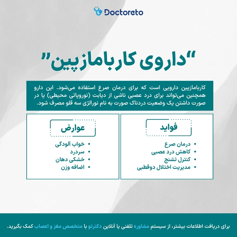 اینفوگرافی کاربرد داروی کاربامازپین 