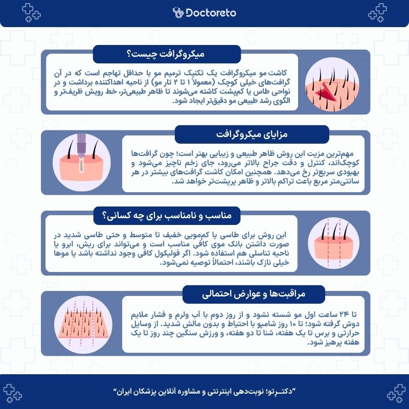 اینفوگرافی کاشت مو به روش میکروگرافت