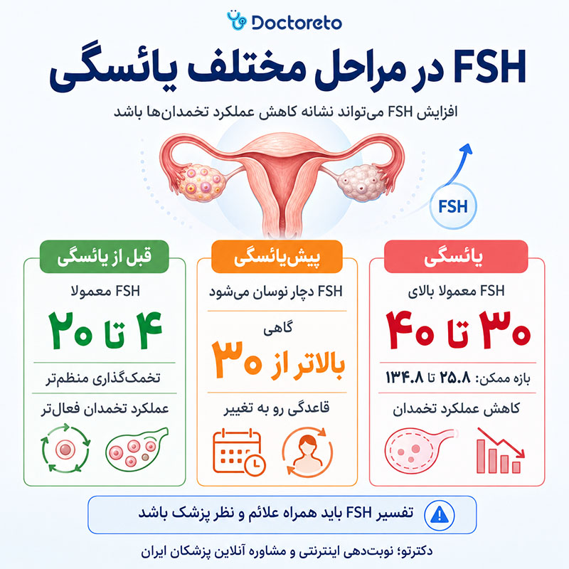 اینفوگرافیک میزان fsh در یائسگی