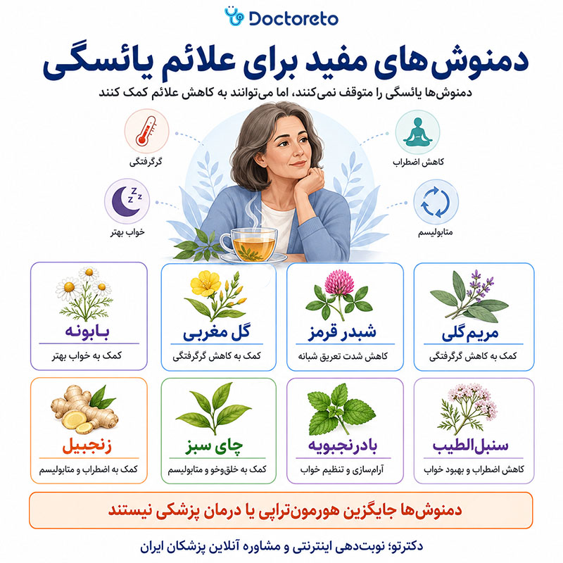 اینفوگرافیک بهترین دمنوش برای جلوگیری از یائسگی